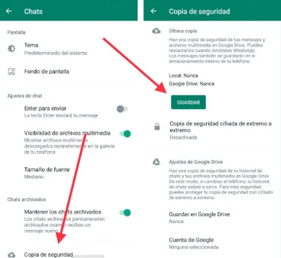 Crea una copia de seguridad para WhatsApp en Android