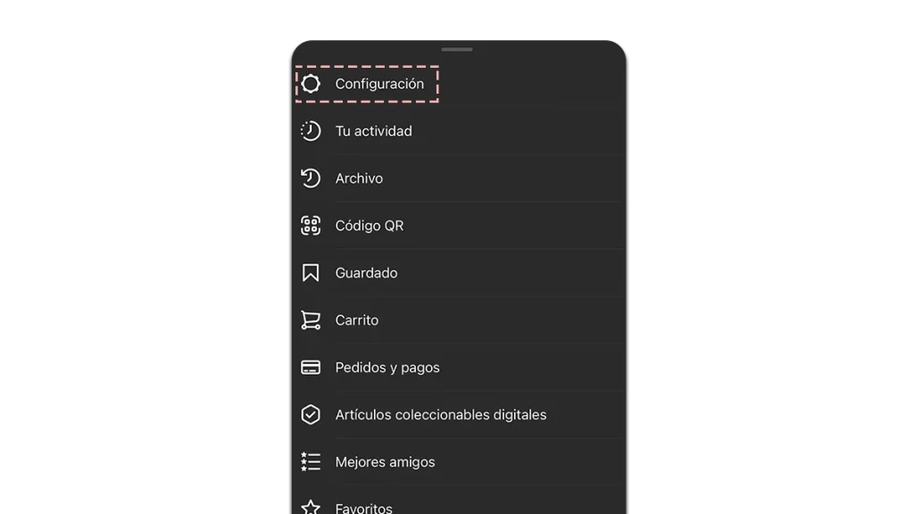 Accede a la configuración de tu perfil en instagram