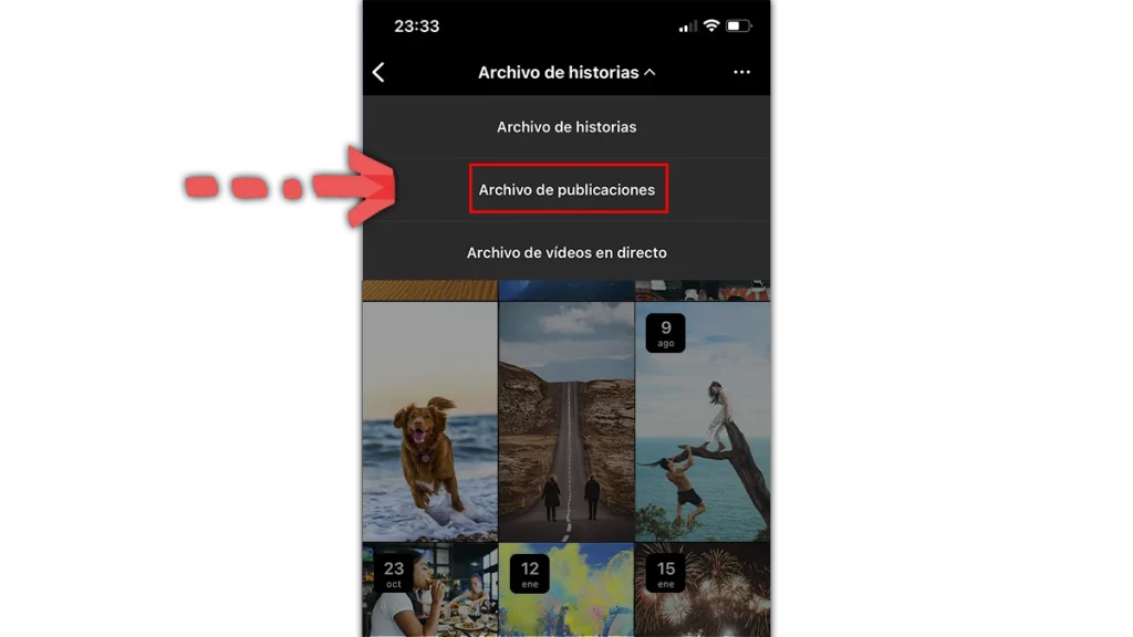 archivo de publicaciones en instagram