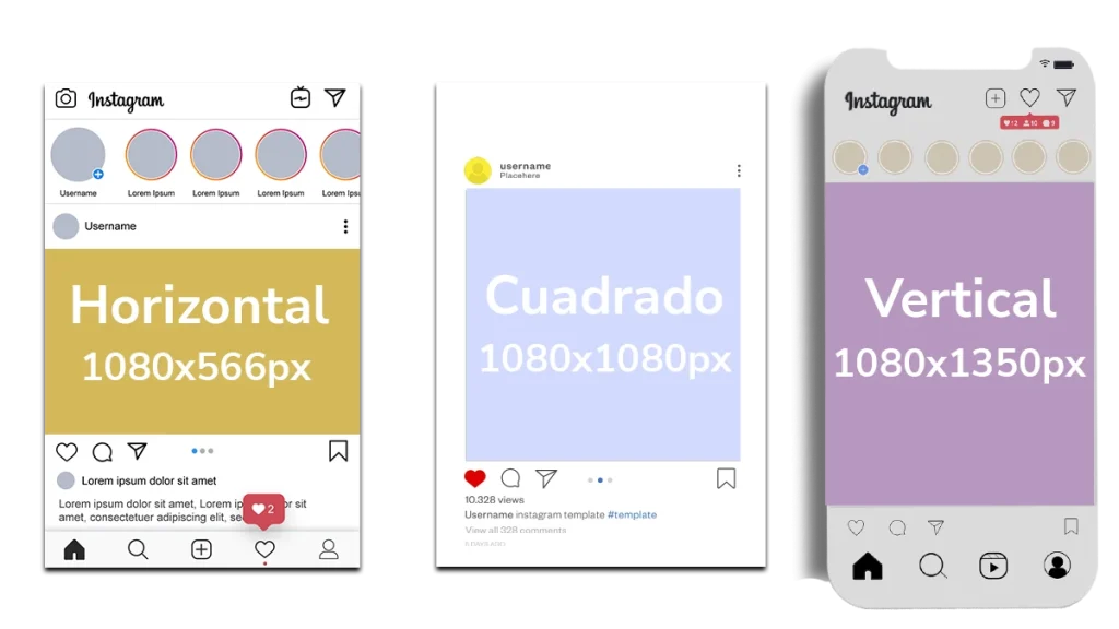 estas son las medidas de los diferentes elementos visuales de instagram, ajusta tus fotos a los tamaños de imagen de la app