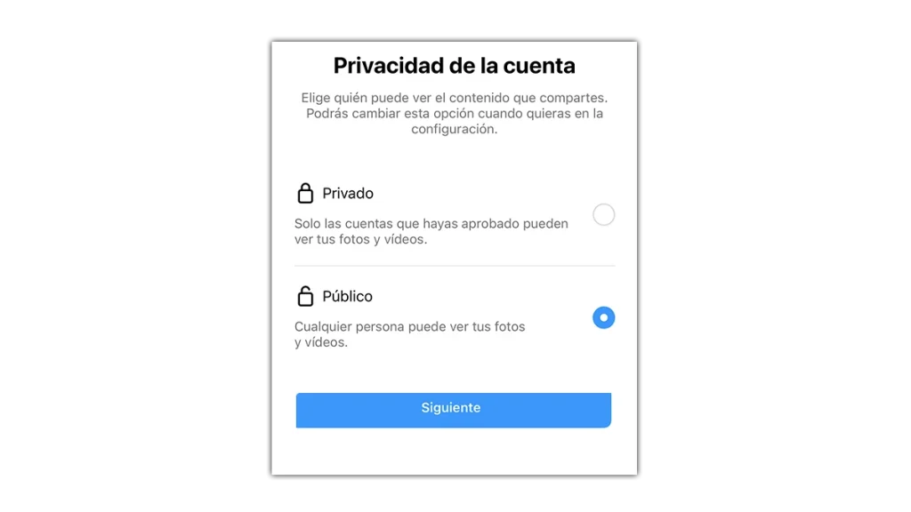 opciones de privacidad en instagram