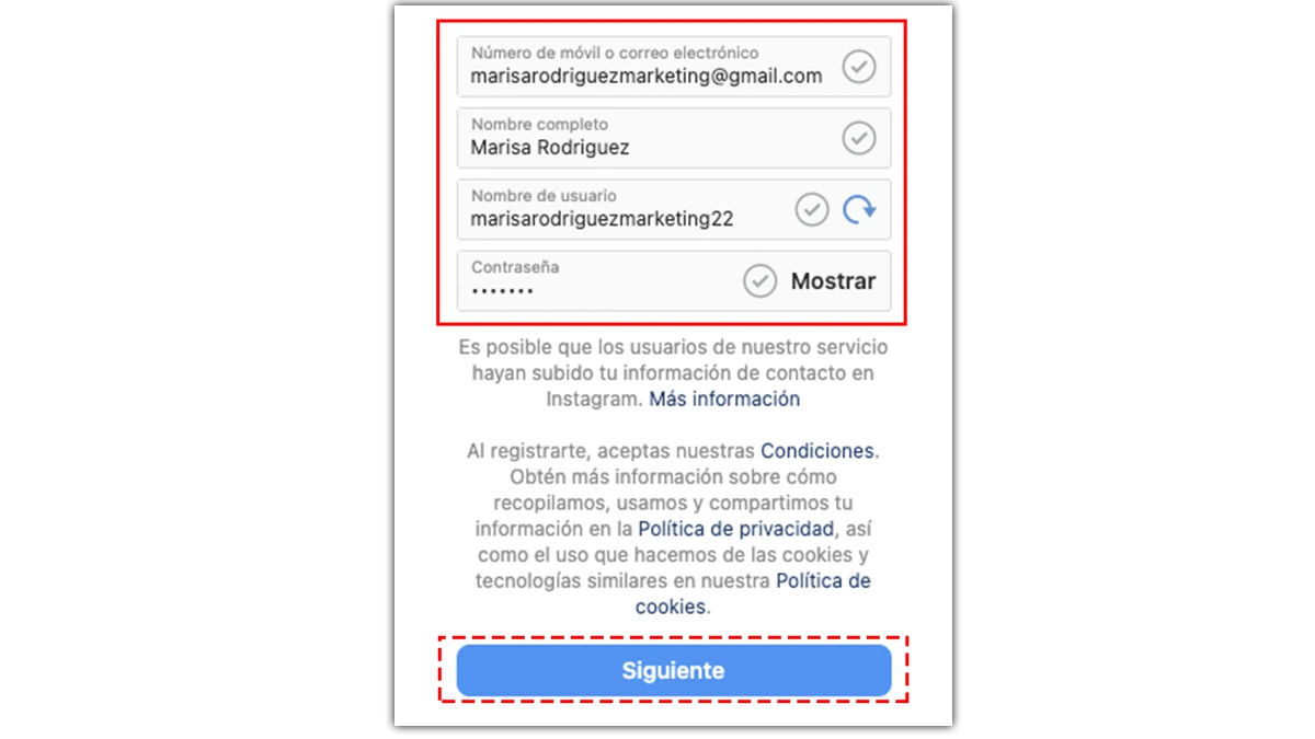 crear una cuenta de instagram en el navegador web paso a paso