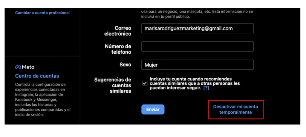 desactivar cuenta de instagram temporalmente