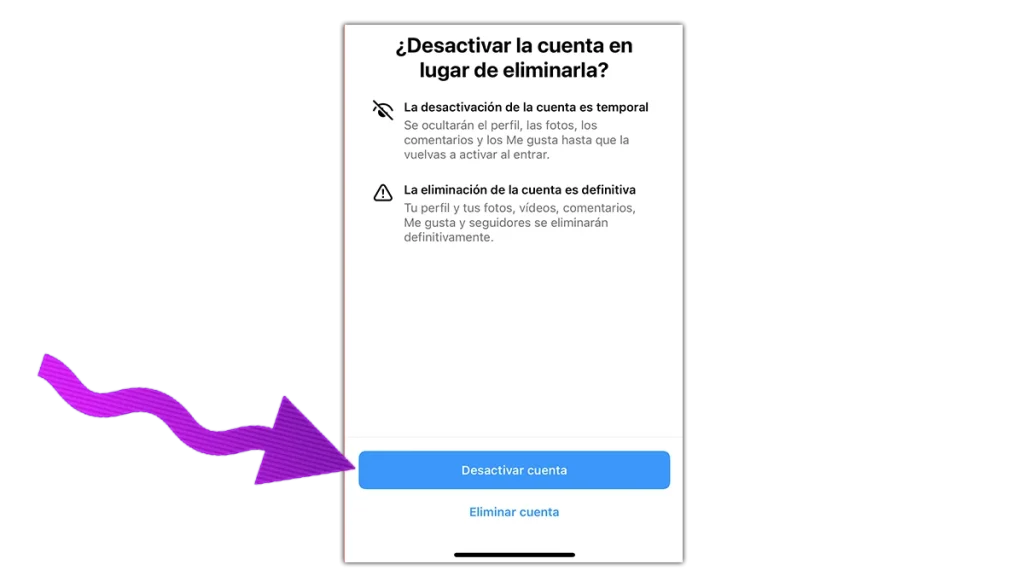 desactivar cuenta de instagram