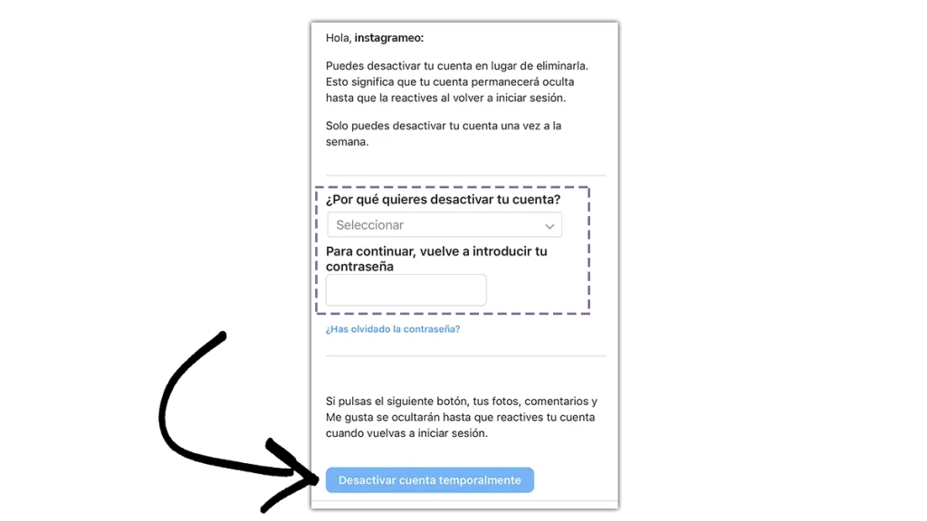 Cómo desactivar una cuenta de instagram temporalmente paso a paso