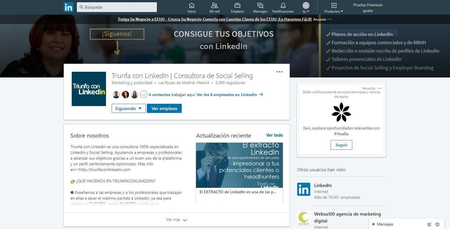 Como crear una página de empresa en LinkedIn